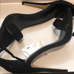 Black Glitter Heels - Ankle Strap Heels